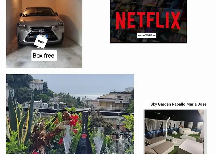 Sky Garden Maria Jose Liguria - Attico Vista Mare - Terraces - 2 Bagni- 2 Da Letto - Box, Wi-fi, Idromassaggio Free Inteiro Attico Per Voi, Con Ascensore Apartament Rapallo