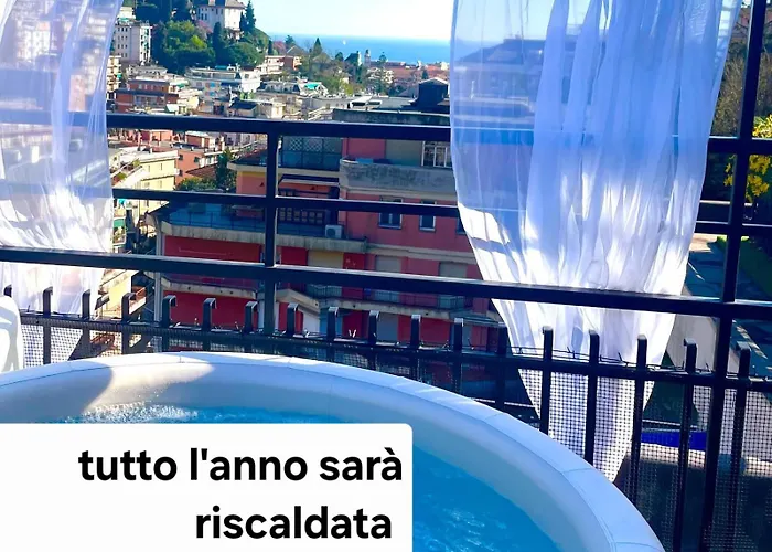 Apartment Sky Garden Maria Jose Liguria - Attico Vista Mare - Terraces - 2 Bagni- 2 Da Letto - Box, Wi-fi, Idromassaggio Free Inteiro Attico Per Voi, Con Ascensore *